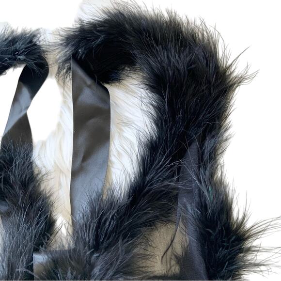 House of Desire Marilyn Marabou & Mesh Teddy Black Feather Bodysuit Medium NEW - Picture 6 of 13